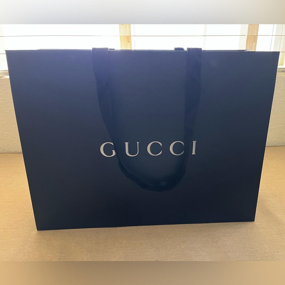Gucci Black Shopping Bag with White Logo
